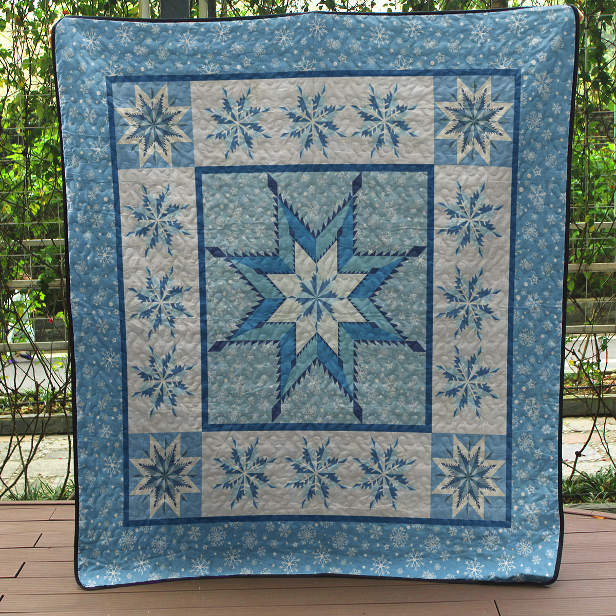 Blue Microfiber Quilt Blanket MT300501A