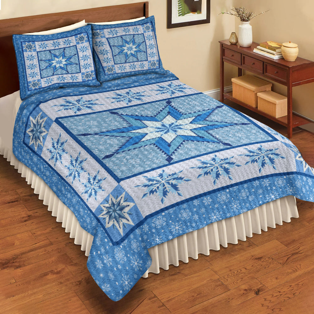 Blue Microfiber Quilt Bedding Set MT300501ABS