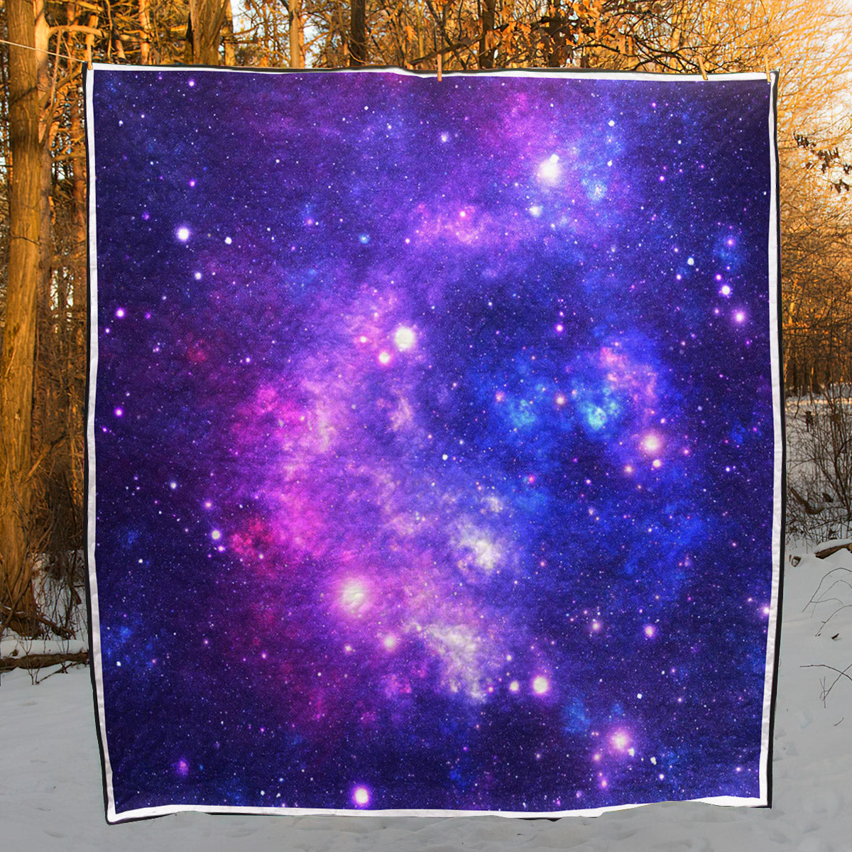 Blue Purple Cosmic Galaxy Space CL17100131MDQ Quilt Blanket