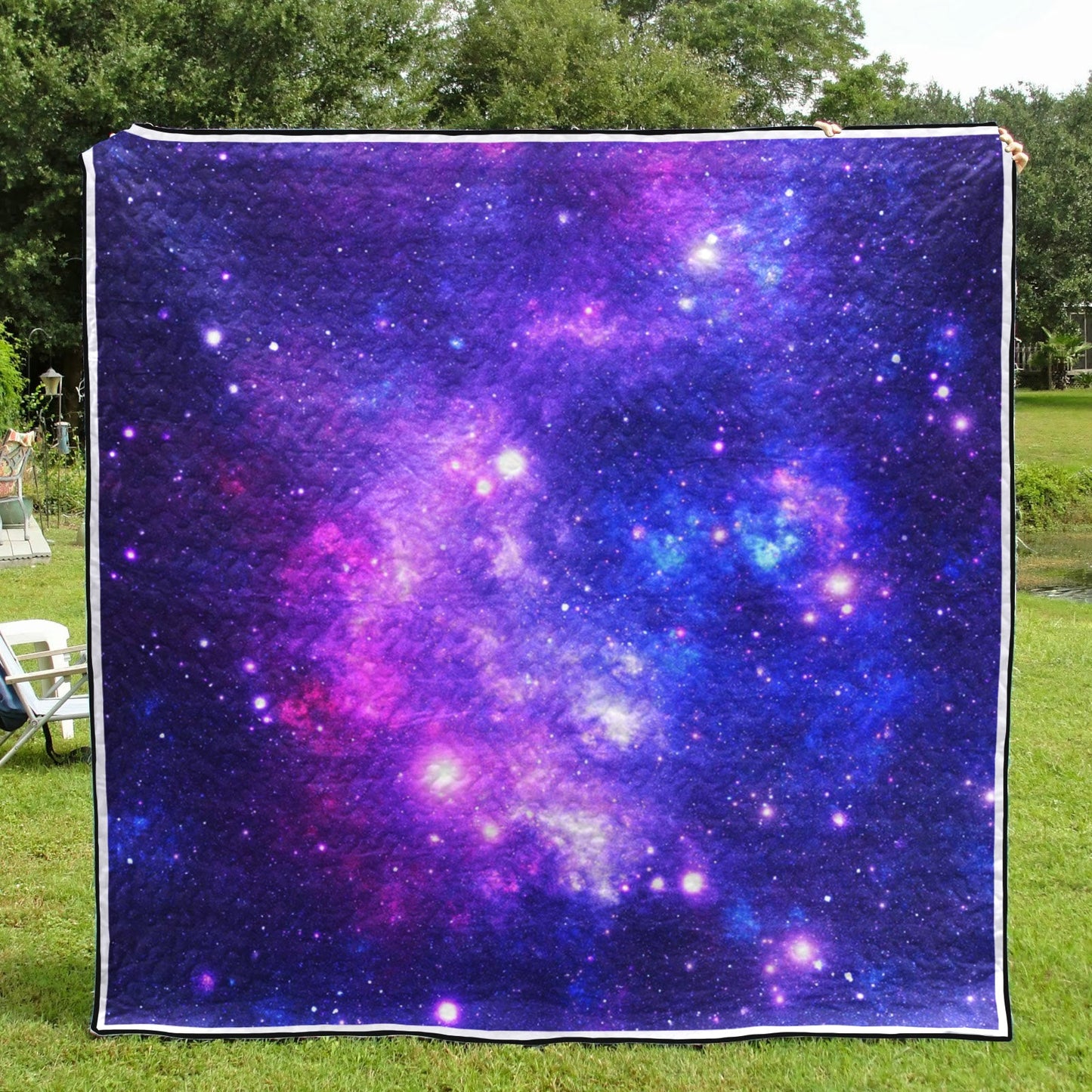 Blue Purple Cosmic Galaxy Space CL17100131MDQ Quilt Blanket