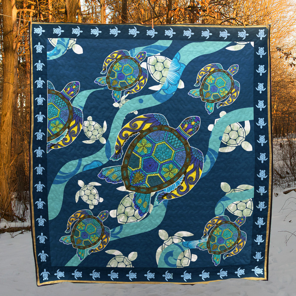 Blue Sea Turtle YH3110346 Quilt Blanket