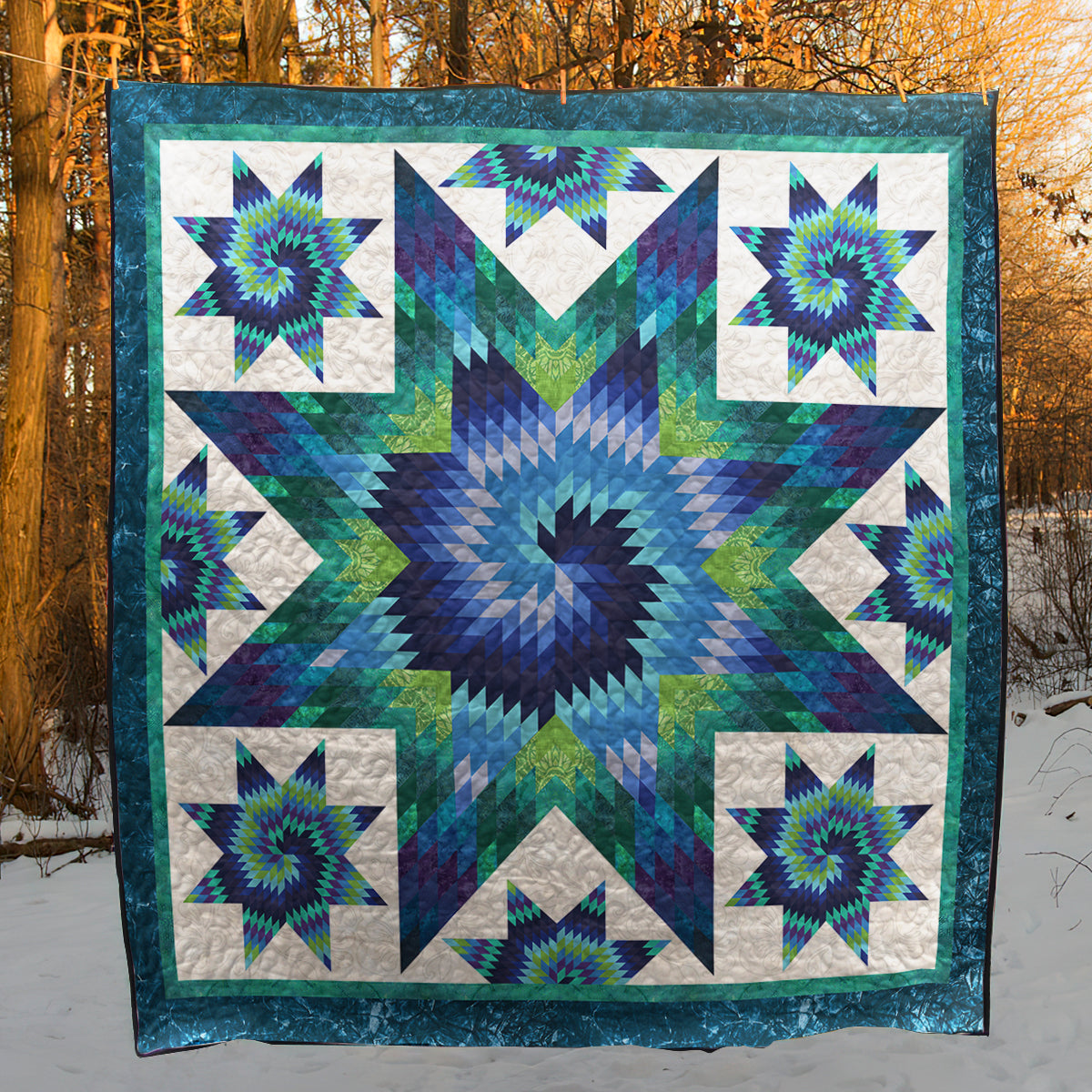 Native American Inspired Blue Star Art Quilt TN190501D