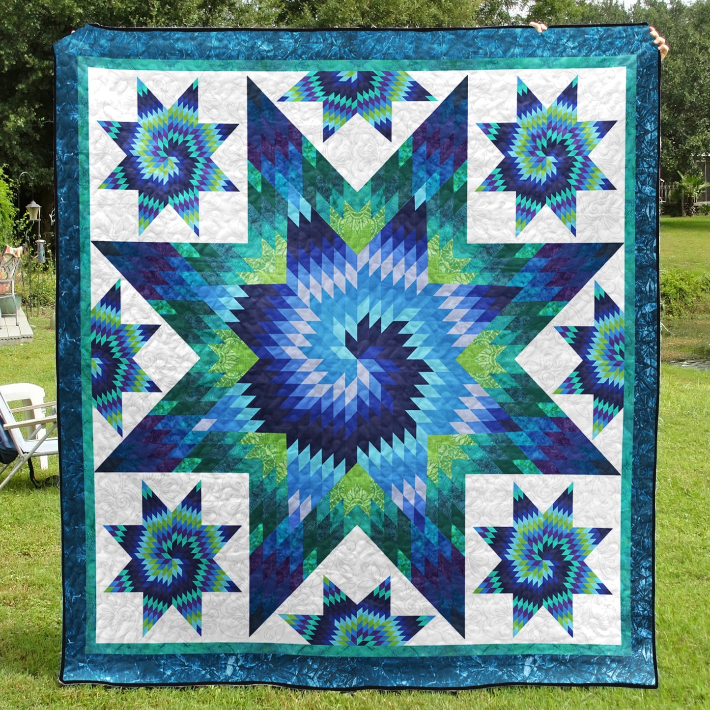 Native American Inspired Blue Star Art Quilt TN190501D