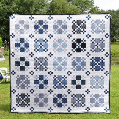 Blue White CLA2110050Q Quilt Blanket
