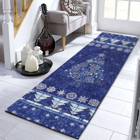 Blue Christmas Tree DV2310113RU Runner Rug