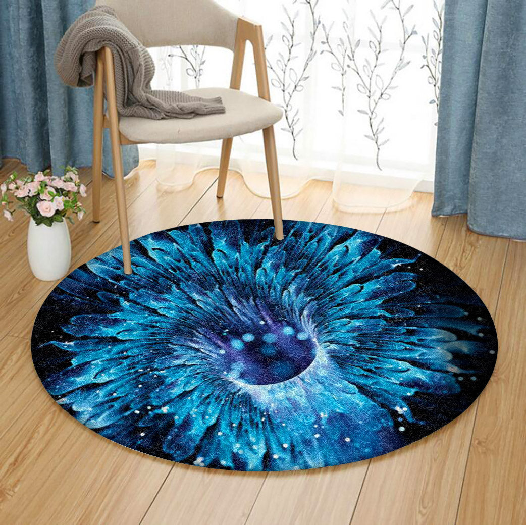 Blue Magical Wormhole Fractal HM240904TM Round Area Rug