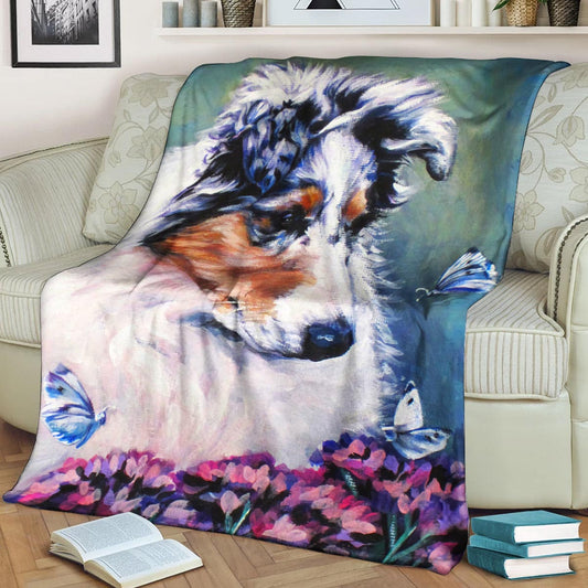 Blue Merle Collie BL080917F Sherpa Fleece Blanket