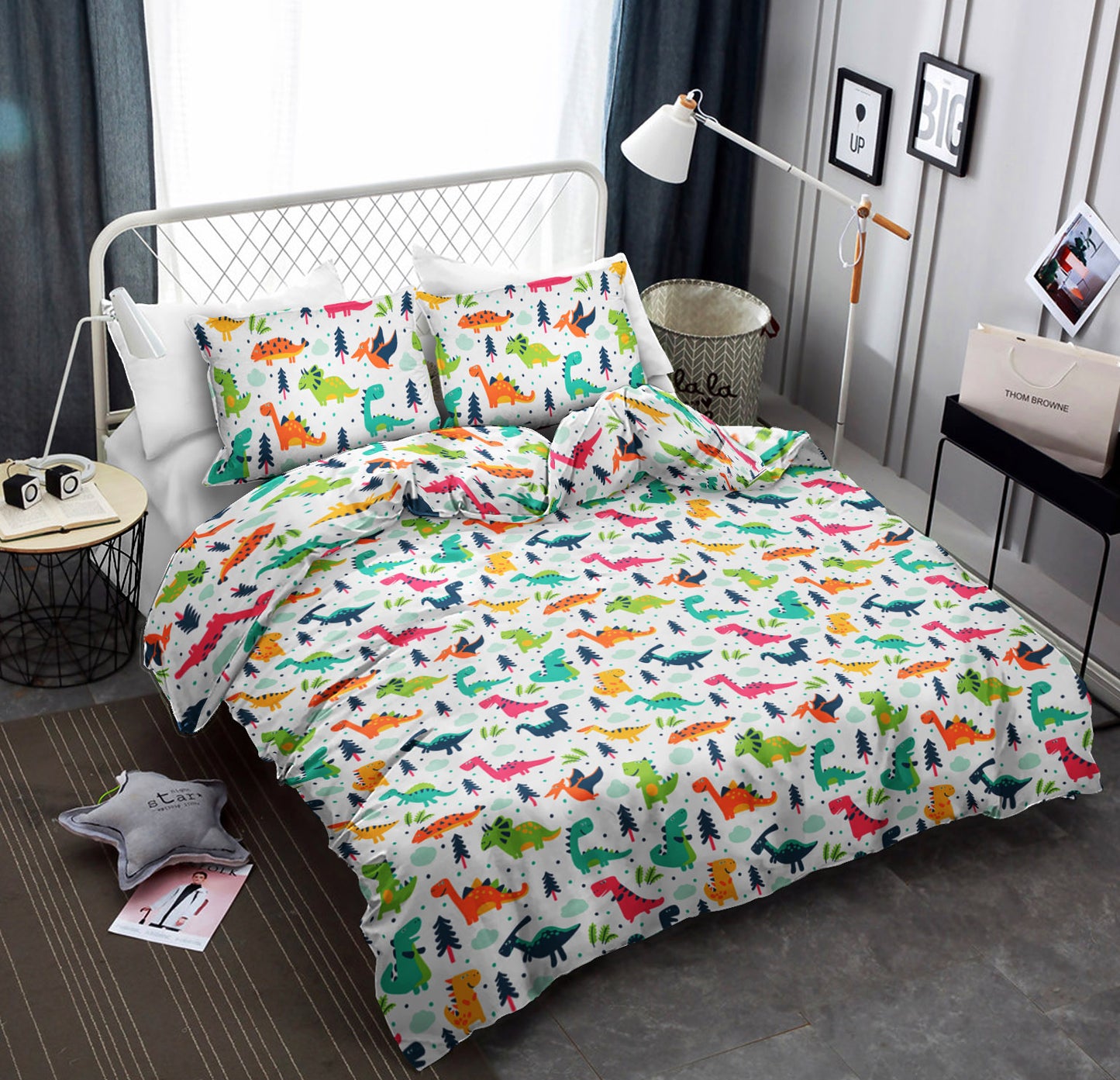 Blue Orange Whimsical Baby Dinosaur CLA0111267B Bedding Sets
