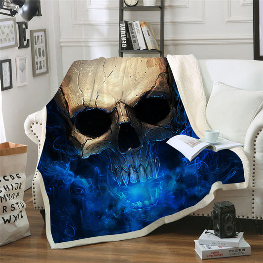 Blue Smile Skull CLA0510034F Sherpa Fleece Blanket