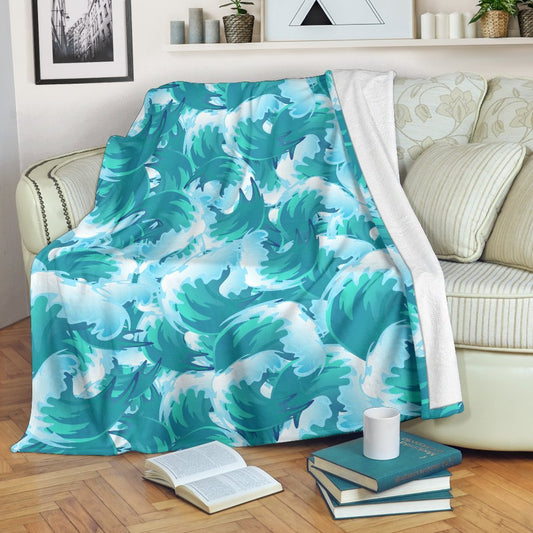 Blue Surfing Wave CL16100141MDF Sherpa Fleece Blanket