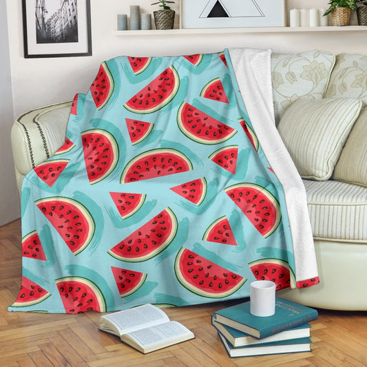 Blue Watermelon Pieces CL16100146MDF Sherpa Fleece Blanket
