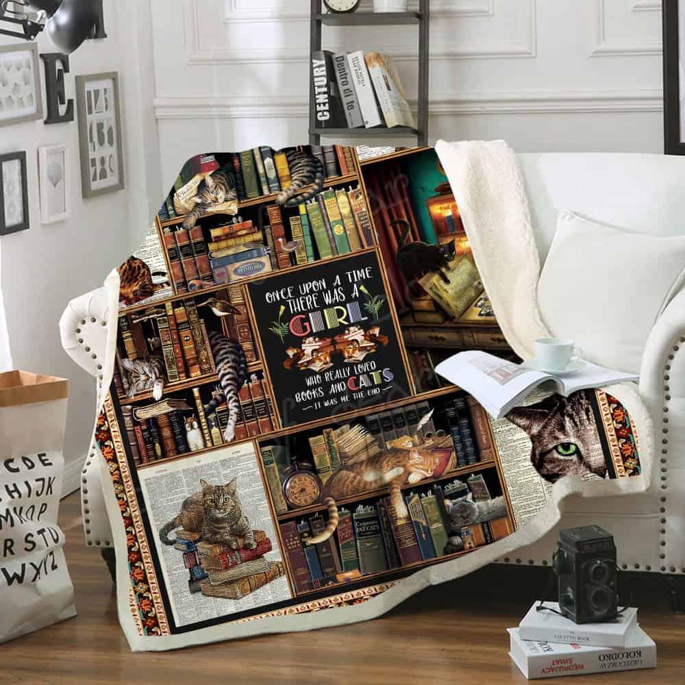 Books And Cats CL11100017MDF Sherpa Fleece Blanket