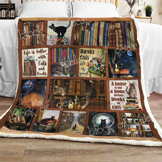 Books And Cats CL270962MDF Sherpa Fleece Blanket