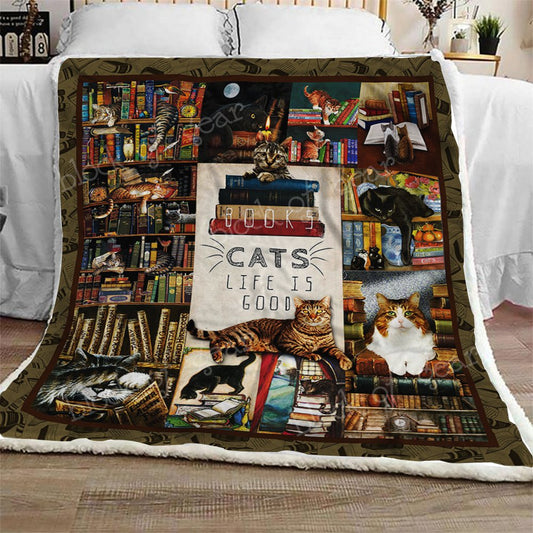 Books And Cats CL300956MDF Sherpa Fleece Blanket