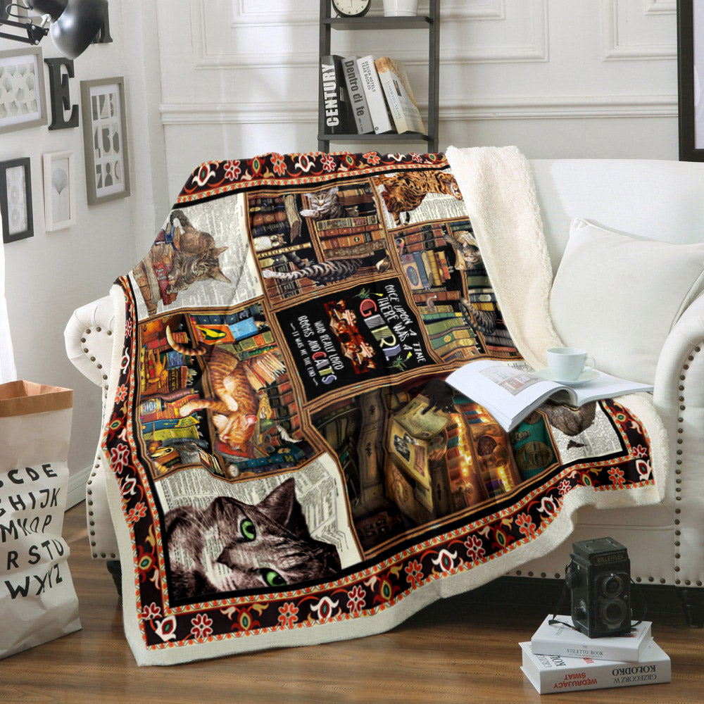 Books And Cats CLP270815 Sherpa Fleece Blanket