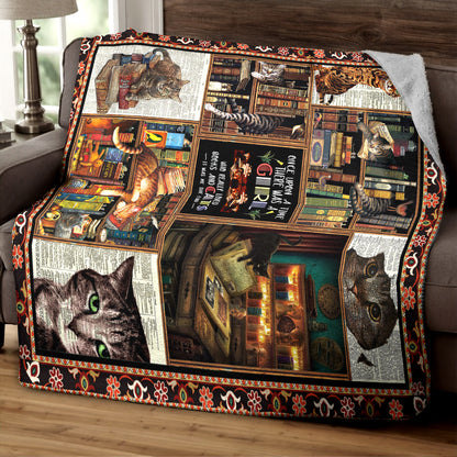 Books And Cats CLP270815 Sherpa Fleece Blanket