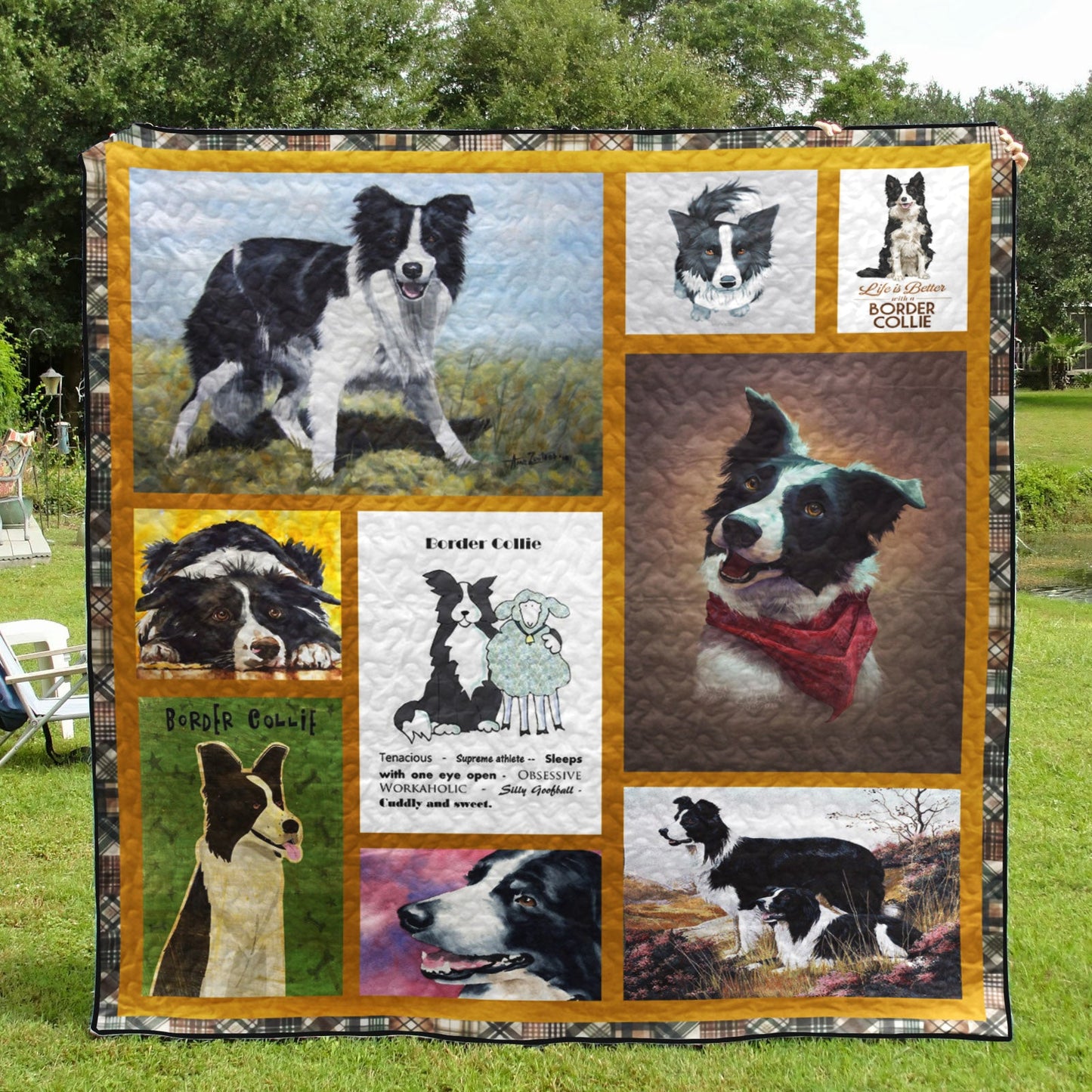 Border Collie CL10100058MDQ Quilt Blanket