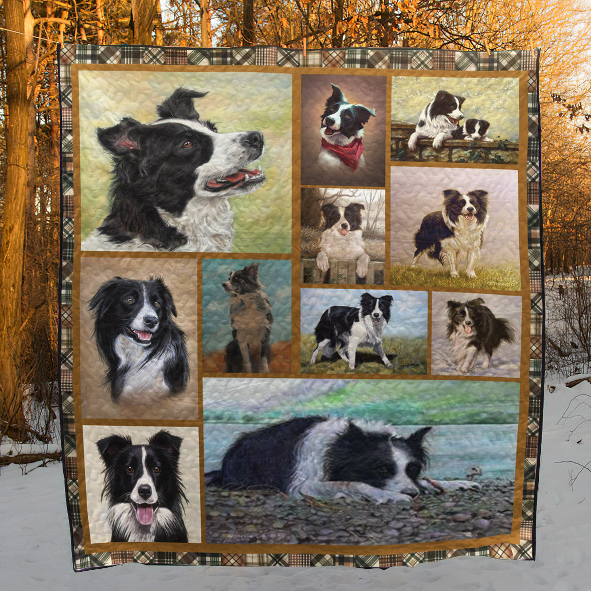 Border Collie CL10100069MDQ Quilt Blanket