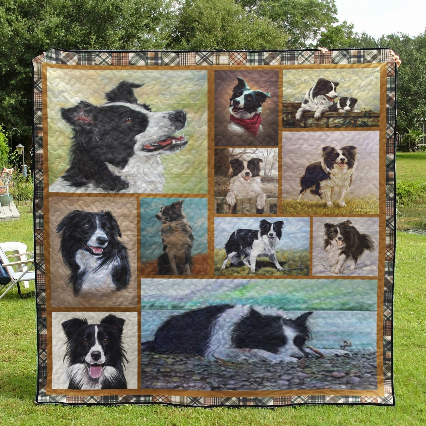 Border Collie CL10100069MDQ Quilt Blanket