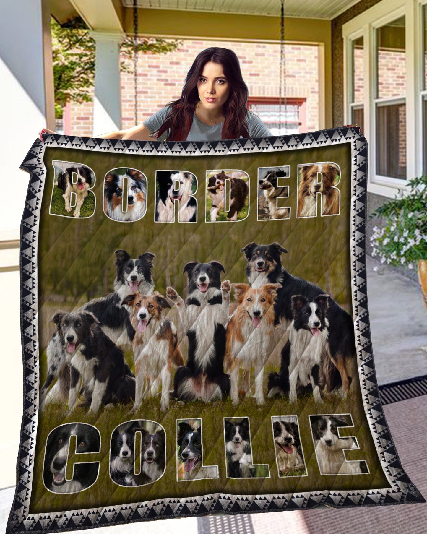 Border Collie CL11110049MDQ Quilt Blanket