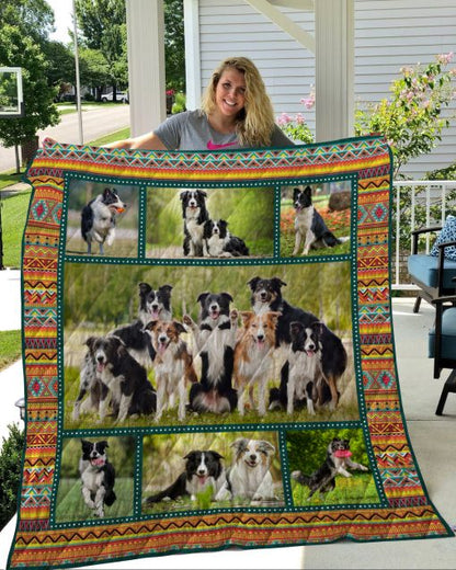 Border Collie CL11110051MDQ Quilt Blanket