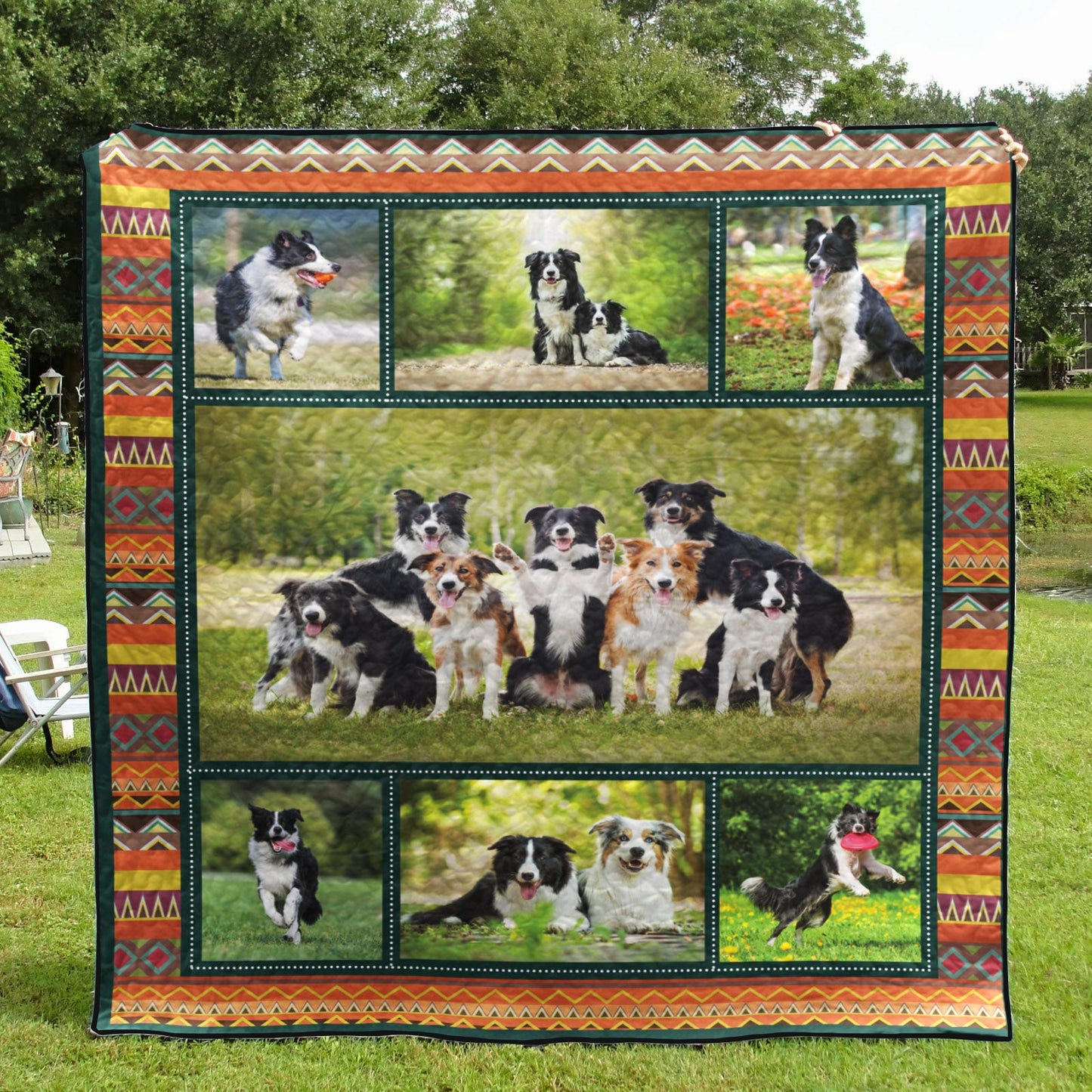 Border Collie CL11110051MDQ Quilt Blanket