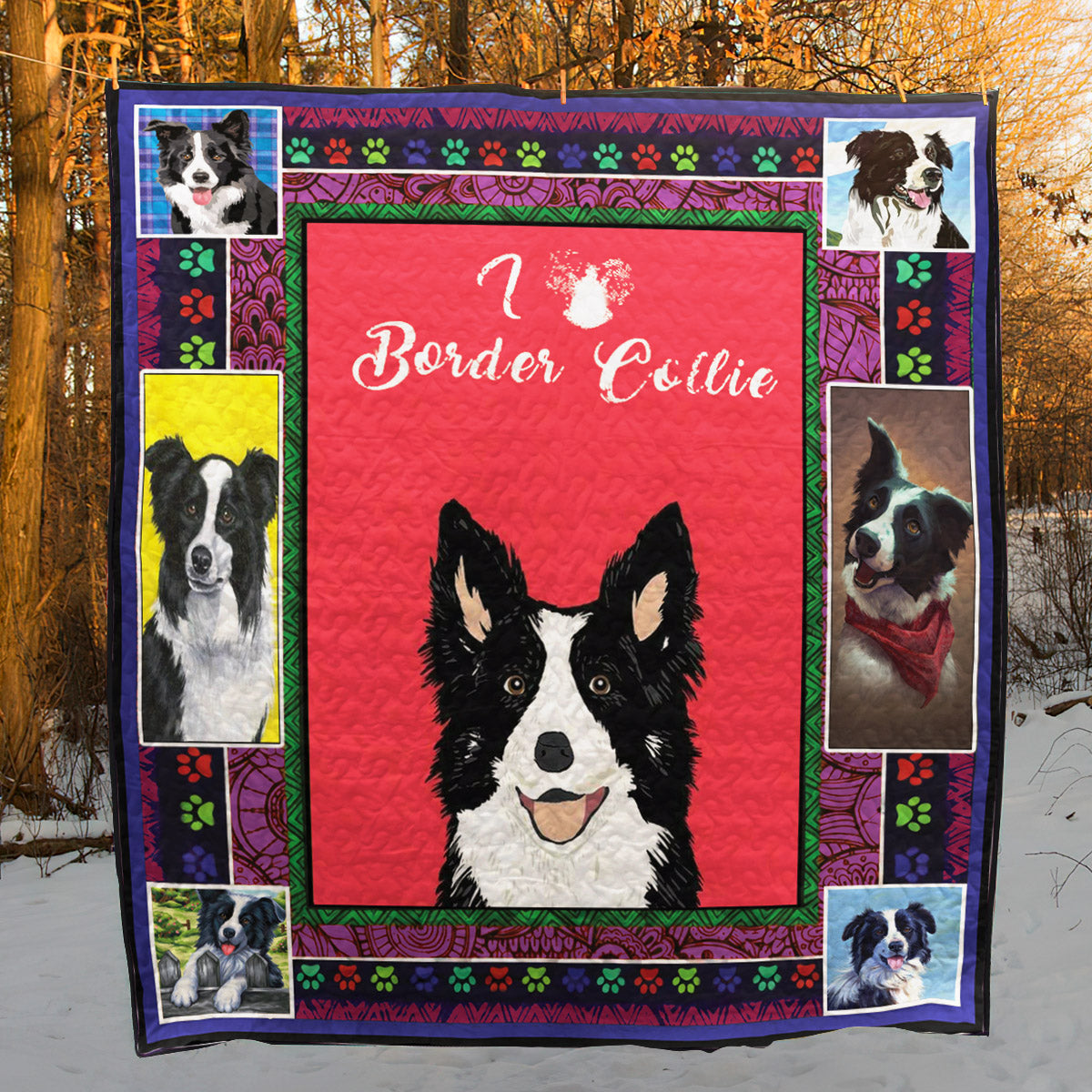 Border Collie CLA3010020Q Quilt Blanket