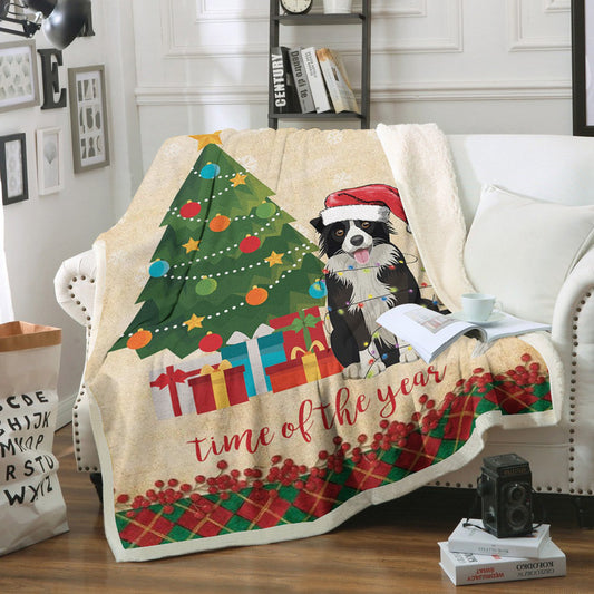 Border Collie CL11110016MDF Sherpa Fleece Blanket