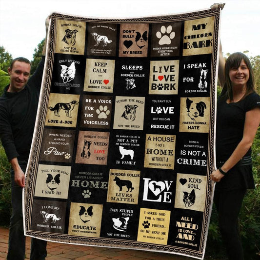 Border Collie CL20110197MDF Sherpa Fleece Blanket