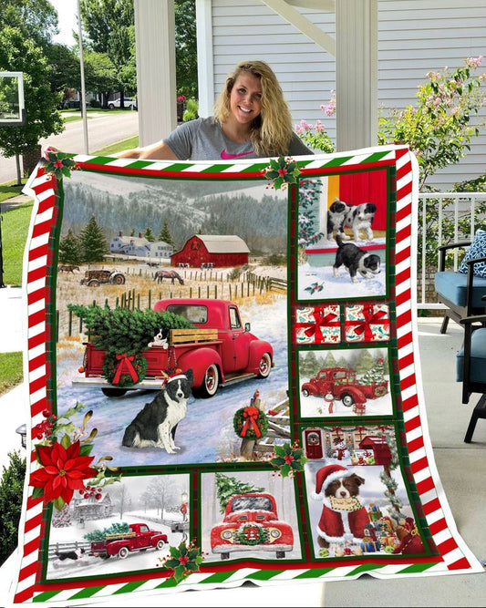 Border Collie Christmas CLH2511064F Sherpa Fleece Blanket