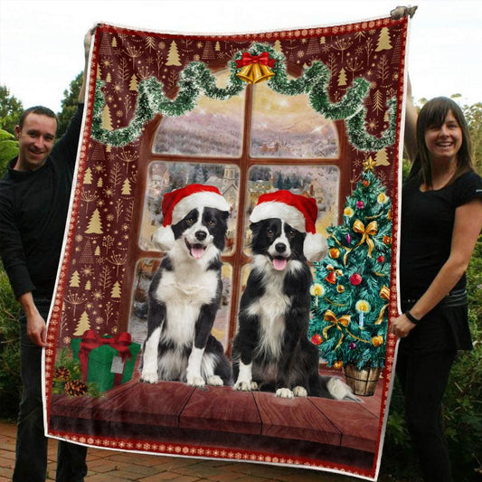 Border Collie Christmas CLM3110060S Sherpa Fleece Blanket