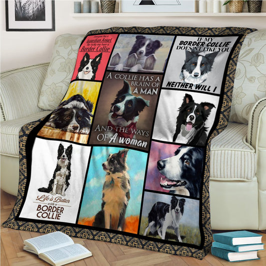 Border Collie Life CL10100064MDF Sherpa Fleece Blanket