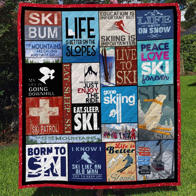Born To Ski CLH2111078Q Quilt Blanket