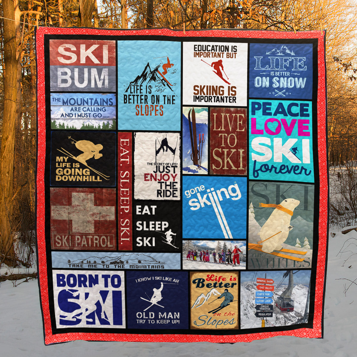 Born To Ski CLH2111078Q Quilt Blanket