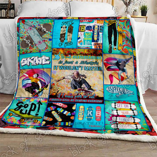 Born To Skate Skateboarding CL270964MDF Sherpa Fleece Blanket