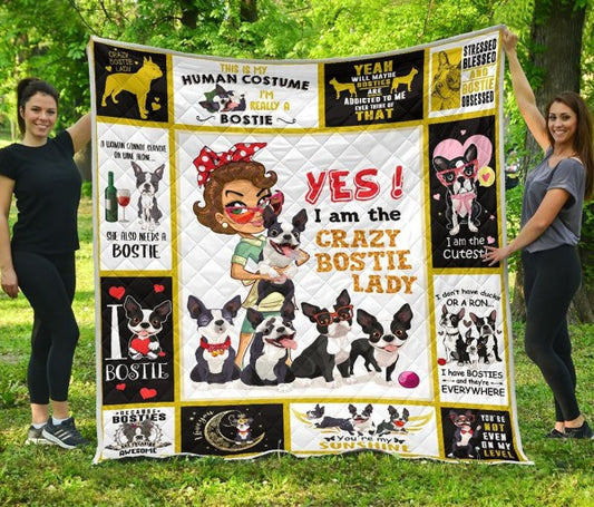 Boston Terrier Bostie Lady CL01110047MDQ Quilt Blanket