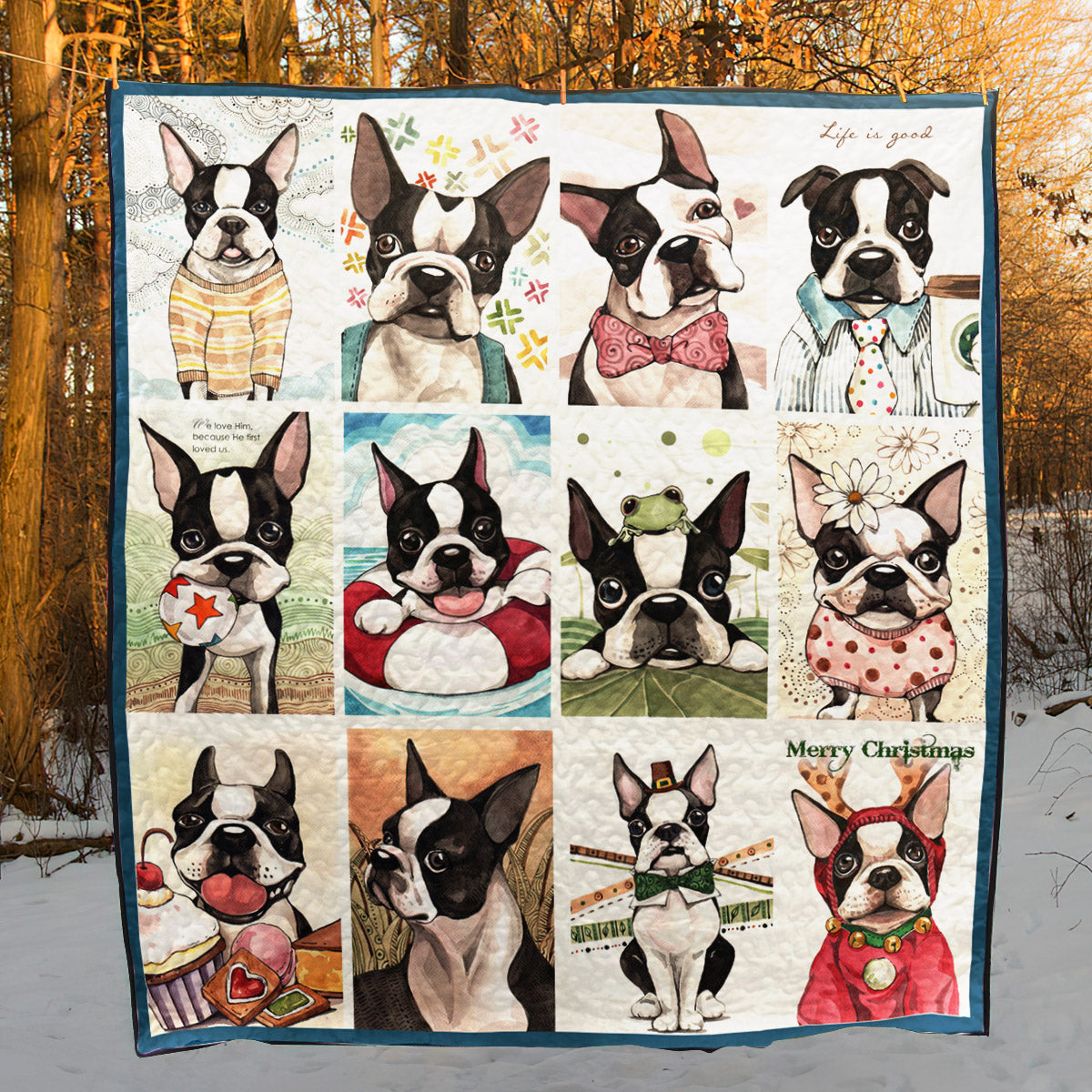 Boston Terrier CLA0810042Q Quilt Blanket