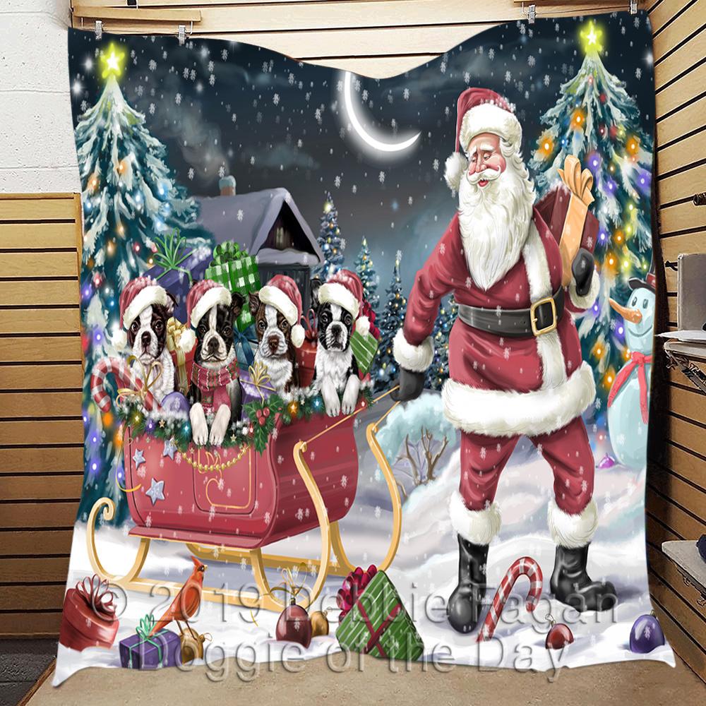 Boston Terrier Christmas CL18110429MDQ Quilt Blanket