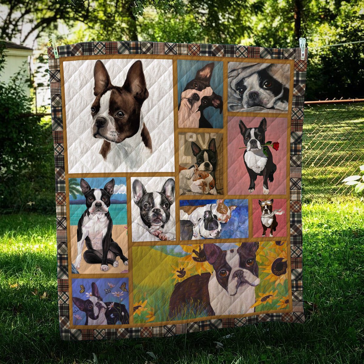 Boston Terrier Color CL10100071MDQ Quilt Blanket