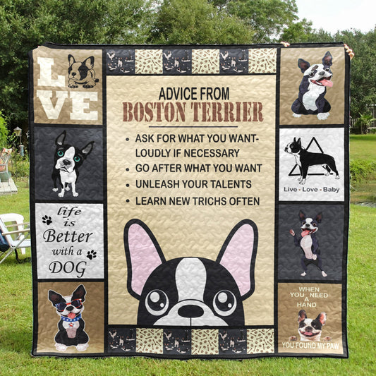 Boston Terrier Dog CL15100046MDQ Quilt Blanket