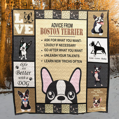 Boston Terrier Dog CL15100046MDQ Quilt Blanket