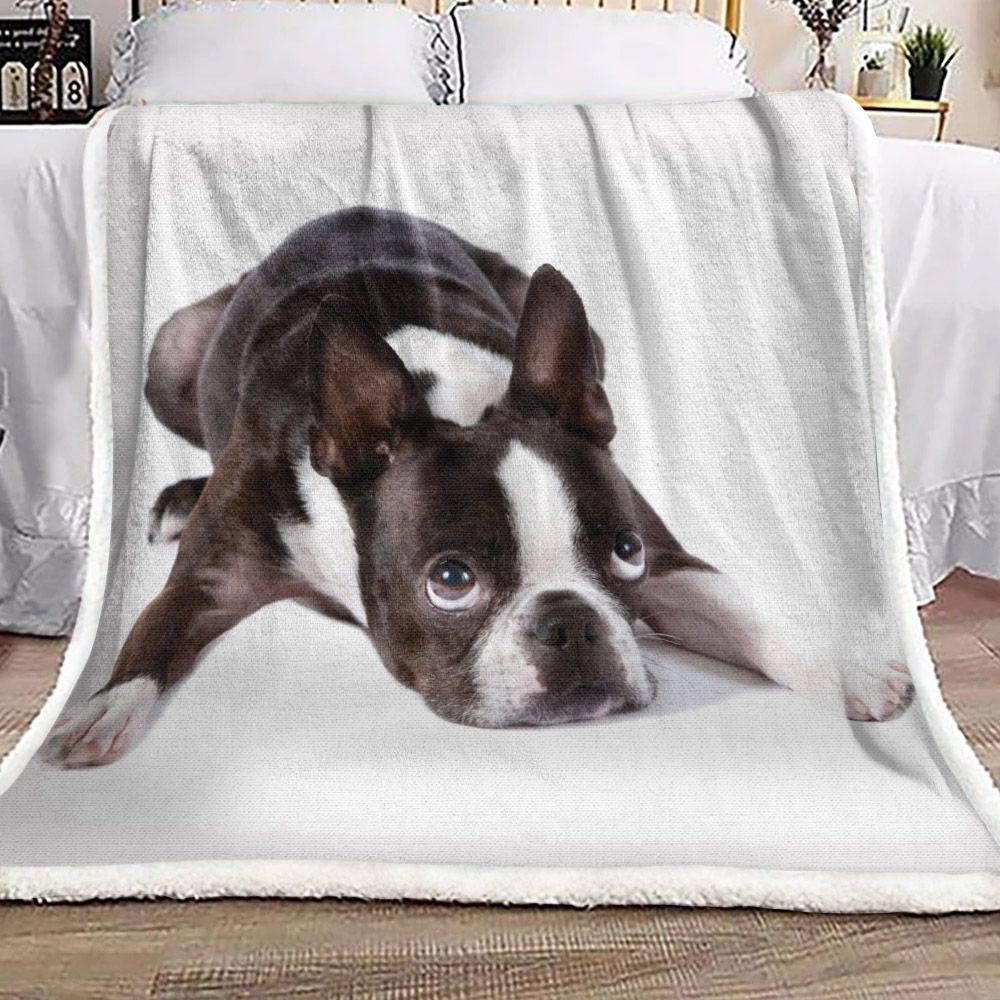 Boston Terrier HN190908F Sherpa Fleece Blanket