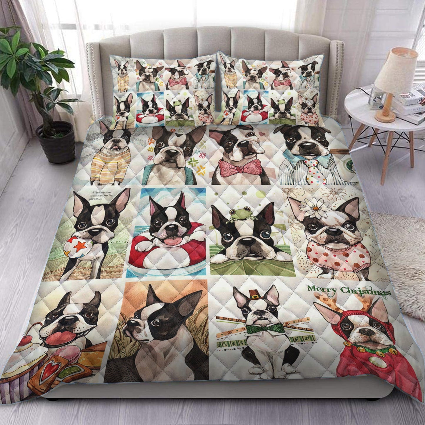 Boston Terrier Quilt Bed Sheet HM1609001