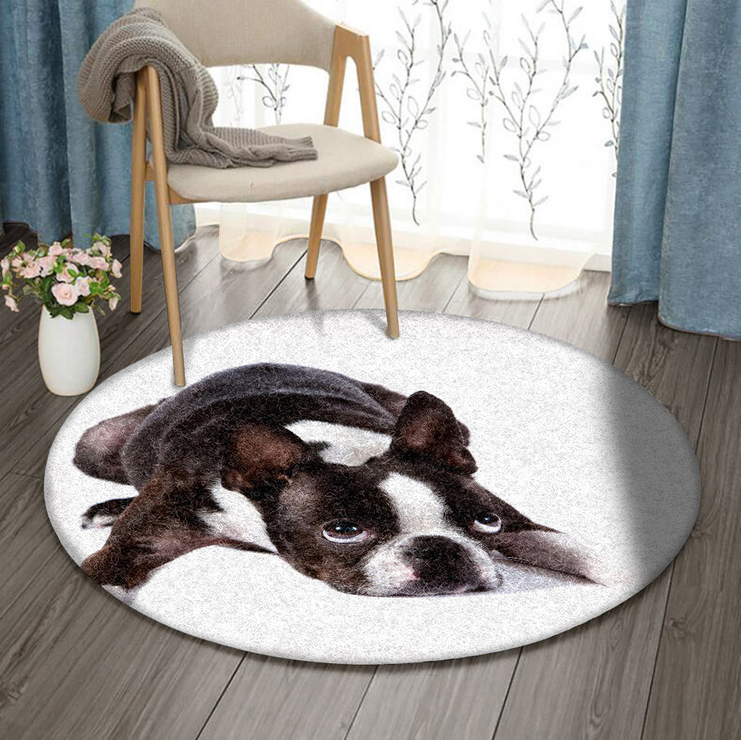 Boston Terrier 180906RR Round Area Rug