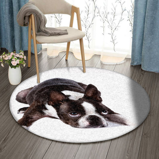Boston Terrier 180906RR Round Area Rug