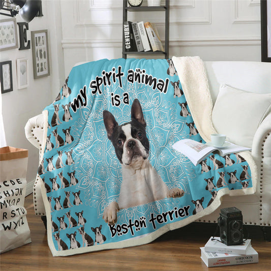 Boston Terrier CL02111160MDF Sherpa Fleece Blanket