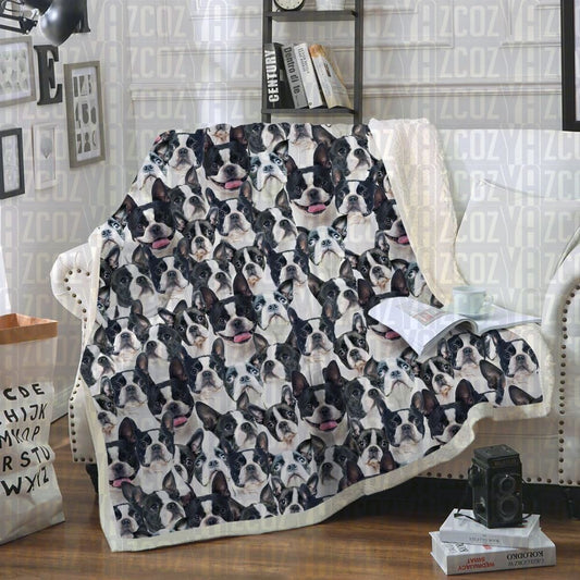 Boston Terrier CL21110161MDF Sherpa Fleece Blanket