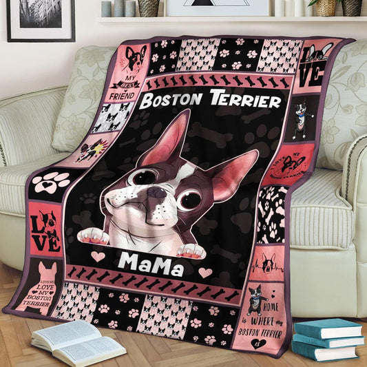 Boston Terrier CL240813MD Sherpa Fleece Blanket