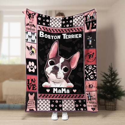 Boston Terrier CL240813MD Sherpa Fleece Blanket