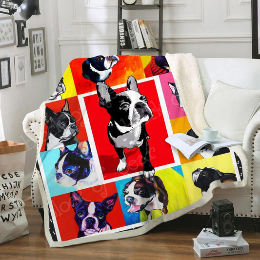 Boston Terrier CLA29111944F Sherpa FLeece Blanket